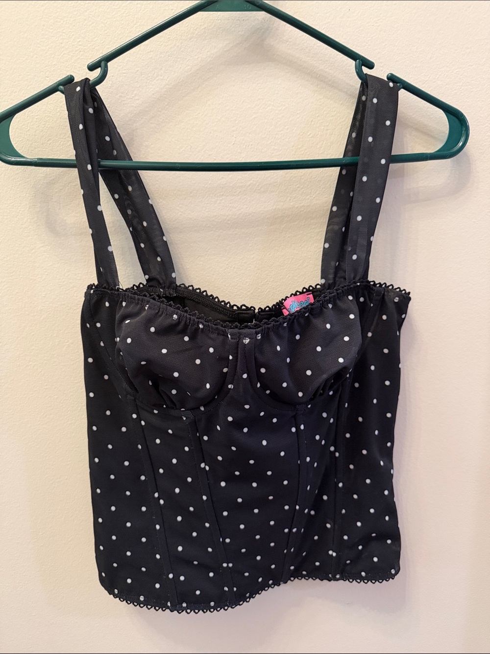 Edikted Marcella Wide Strap Mesh Corset Black White Size Medium